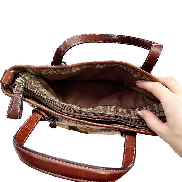 Fossil Brown Tan Patchwork Handbag - Picture 4 of 8